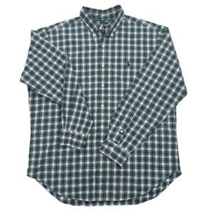 Green/Blue Plaid Polo Ralph Lauren Classic Fit Long Sleeve Button Down - Sz L